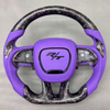 Purple Forged Carbon Steering Wheel for Dodge with Purple Leather Airbag Cover