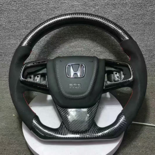Customized Bright Carbon Fiber Steering Wheel for Honda Civic CR-V with Leather Airbag Cover