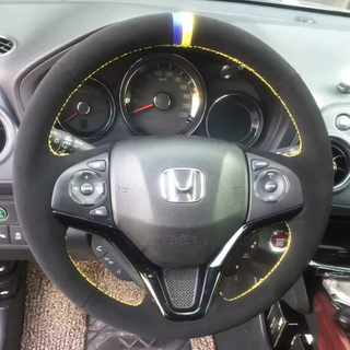 Custom Steering Wheel Braid Cover Suede 100% Fit For Honda Fit 2014 2015 Vezel 2014 XRV Auto Interior Accessories Steering Wrap