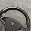 Tesla custom real carbon fiber steering wheel glossy carbon fiber spliced with Alcantara Tesla Model X racing steering wheel