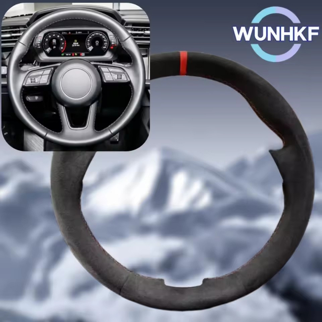Custom Car Steering Wheel Cover For Audi A1 (8X) Sportback A3 (8V) A4 (B9) Avant A5 (F5) Q2 Suede Steering Wrap Accessories