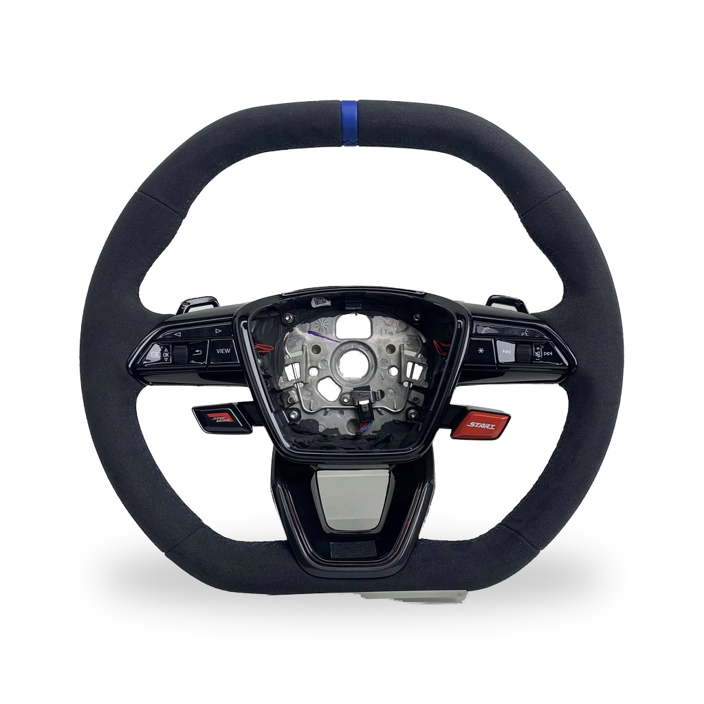 Custom Flat Bottom Semi-perforated Leather Carbon Fiber For Multifunction Steering Wheel For Audi