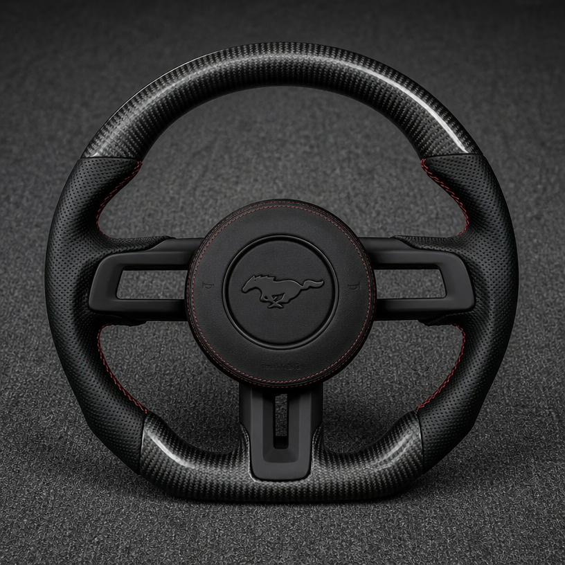 Custom Ford Mustang Series Real Carbon Fiber Steering Wheel 2015-2023 - YINGGEN
