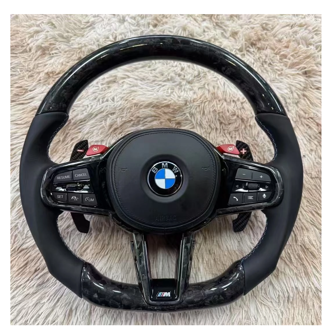 BMW Real Carbon Fiber Modification Steering Wheel Nappa Genuine Leather 3 Series M3 (2019-2025)-YG