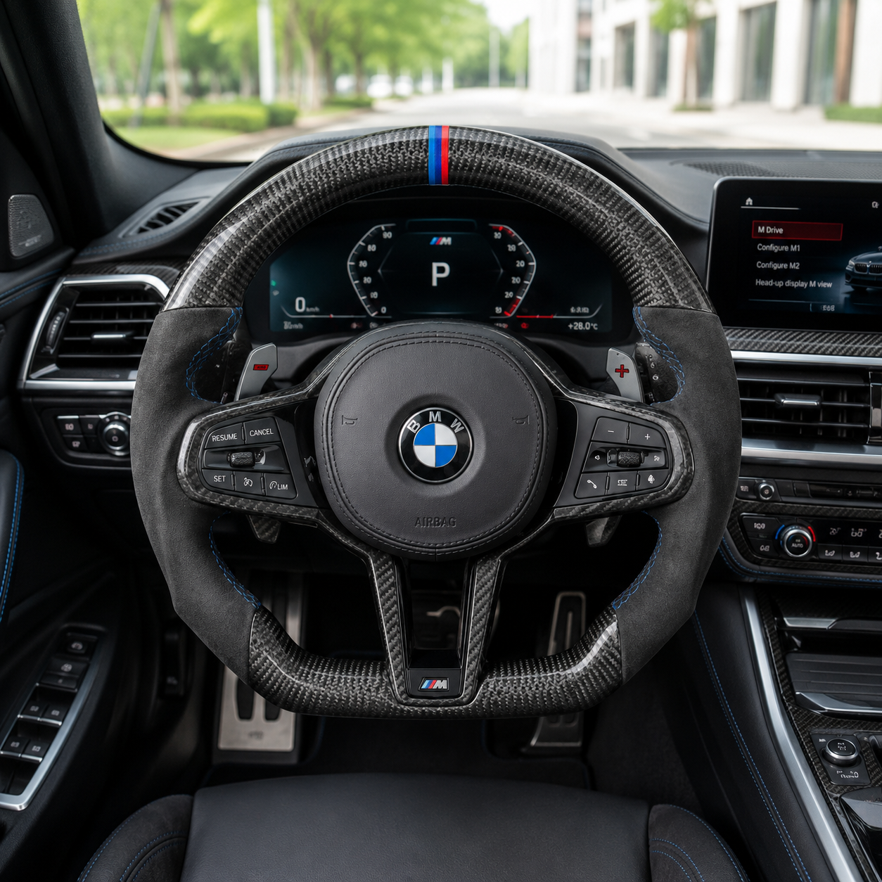 BMW Real Carbon Fiber Modified Nappa Genuine Leather Steering Wheel 5 Series M5 (2019-2025) - YG