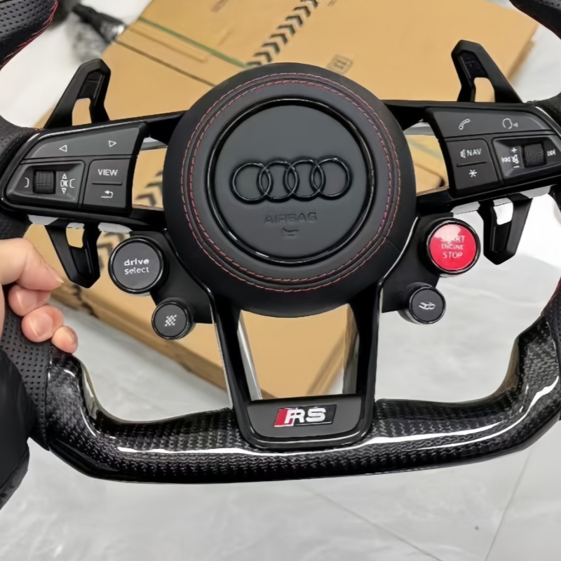 Interior display of installed steering wheel
