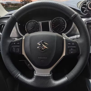 Custom Car Steering Wheel Cover Carbon Fiber Genuine Leather Fit For Suzuki CELERIO S-CROSS SX4 2013 2014 Suzuki Vitara 2015
