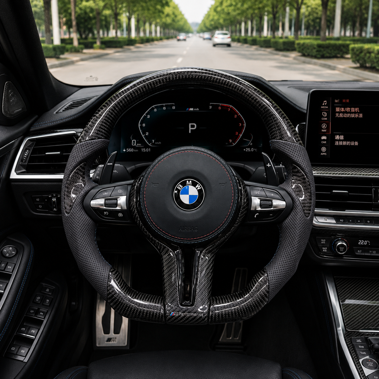 Bright Carbon Fiber F30 F20 F21 F40 F31 F35 F48 F49 F22 F44 F80 F82 F83 BMW Steering Wheel