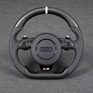 Custom Genuine Carbon Fiber & Napa leather Alcantara Steering Wheel for Audi TT TTS TTRS 8N 8J 8S FV 1998 ‑ 2023 Coupe / Roadster - YINGGENE