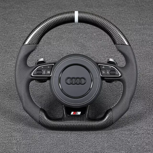 Audi TT 8J 8S Custom Carbon Fiber Leather Steering Wheel White Stripe
