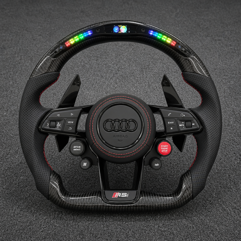 Custom Genuine Carbon Fiber & Alcantara Steering Wheel for Audi TT TTS TTRS 8N 8J 8S FV 1998 ‑ 2023 Coupe / Roadster - YINGGENE