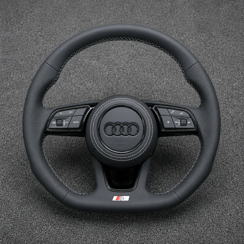 Custom Genuine Carbon Fiber & Napa leather Steering Wheel for Audi R8 Type42 Type4S 2006‑2024 Coupé Spyder - YINGGENE