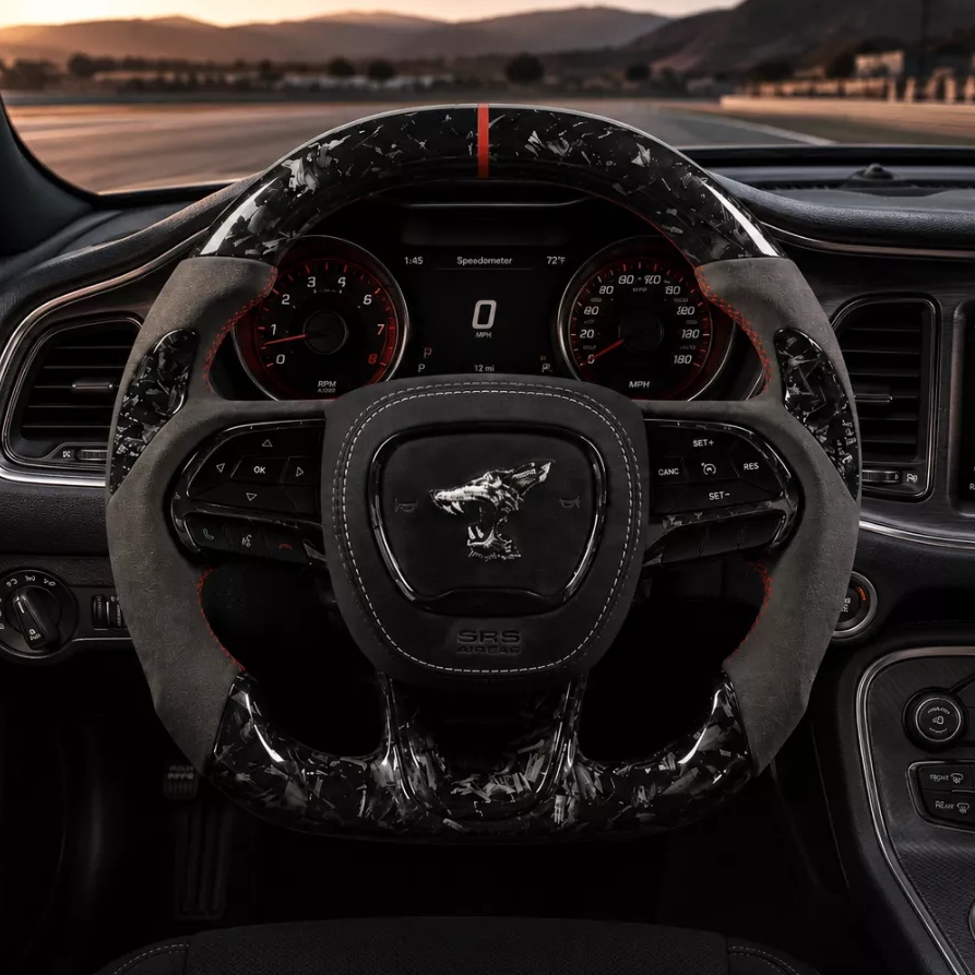 Forged Carbon Steering Wheel for Dodge SRT with Alcantara Airbag Cover
