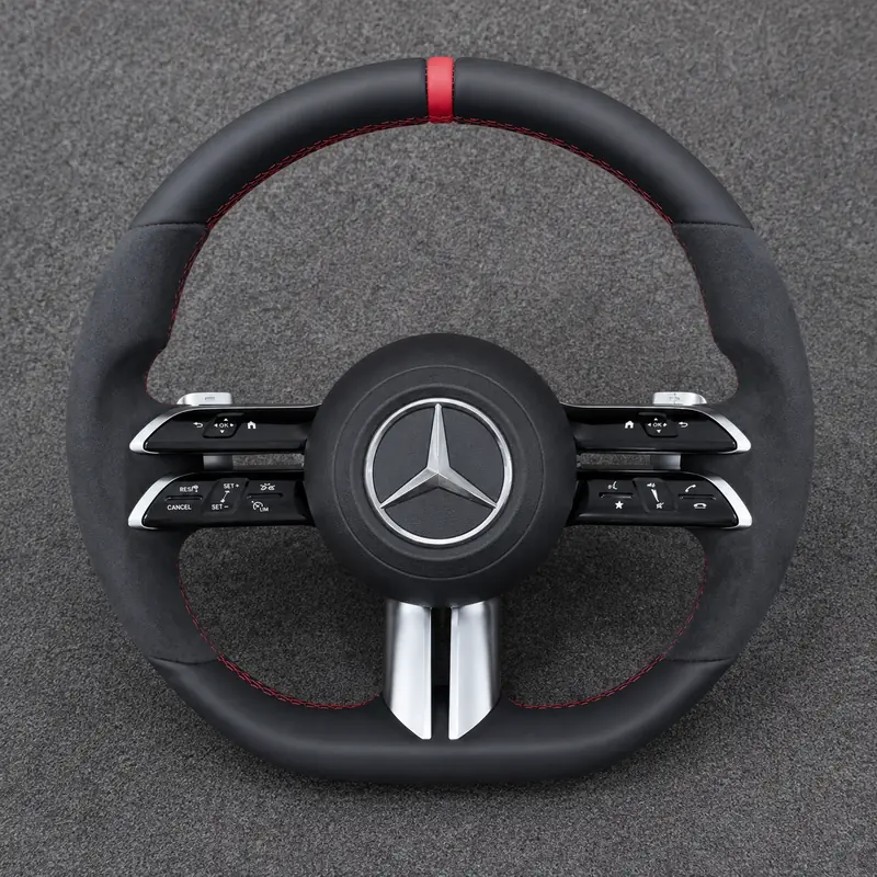 Mercedes A B C E S GLC GLE 2003-2026 W203-W206 W211-W214 Custom Nappa Genuine Leather AMG Steering Wheel -YINGGENE