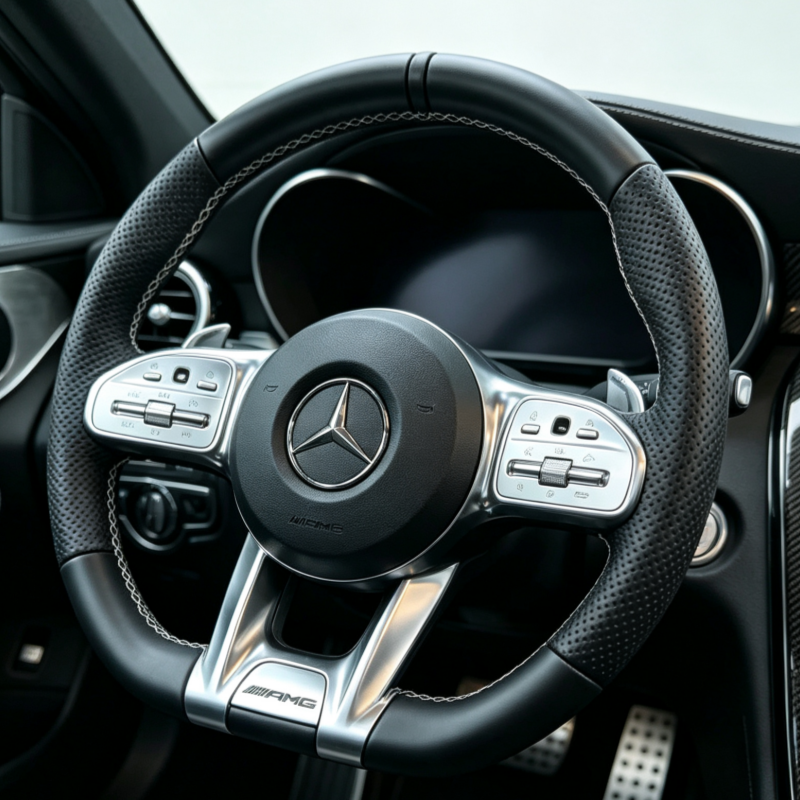 Custom sport steering wheel compatible with Mercedes, durable car steering modification accessory