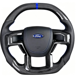 Suitable for Ford Raptor Carbon Fiber Steering Wheel F150 Flat Bottom Sports Genuine Leather Perforated OEM Upgrade