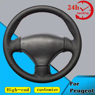 Custom Car Steering Wheel Braid Cover 100% Fit For Peugeot 206 1998-2005 206 SW 2003 2004 2005 206 CC Auto Interior Accessories