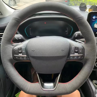 DIY Car Steering Wheel Cover Suede Leather Ventilation For Ford Focus ST ST-Line Fiesta ST ST-Line 2018-2020 Car Accessories