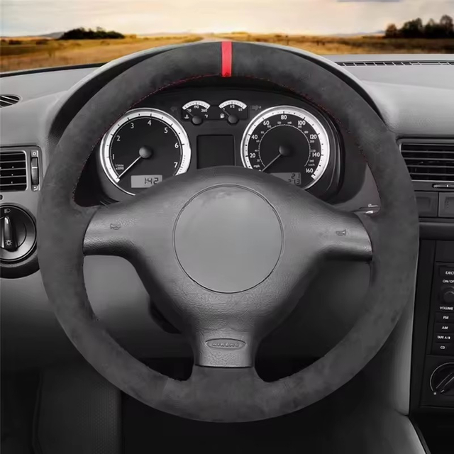 DIY Car Steering Wheel Cover Black Suede For Seat Leon MK1 Volkswagen VW Golf 4 IV Passat B5 Variant Polo Skoda Fabia 1
