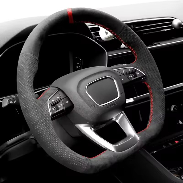 Custom Soft Suede Car Steering Wheel Braid Cover 100% Fit For Audi Q3 Q5 SO5 S05 Sportback Q7 SQ7 Q8 SQ8 Car Accessories