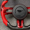 Ford Custom Real Carbon Fiber Mustang Steering Wheel Red Nappa Leather Custom 12 O'clock Ring Ford Steering Wheel