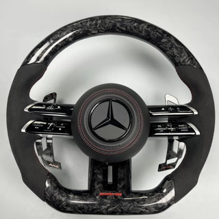 Gloss Carbon Mercedes E63 AMG Racing Steering Wheel Mercedes Aftermarket Forged Carbon C63 AMG Steering Wheel