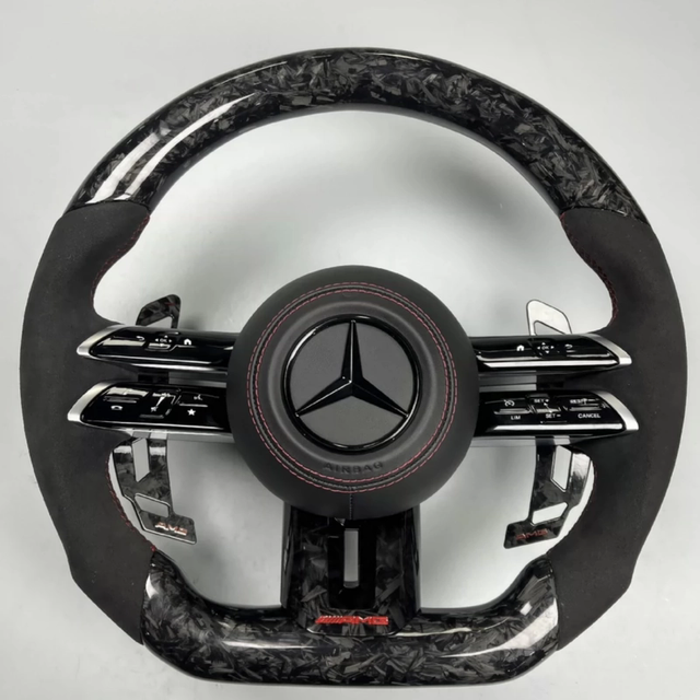 Gloss Carbon Mercedes E63 AMG Racing Steering Wheel Mercedes Aftermarket Forged Carbon C63 AMG Steering Wheel