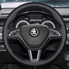 Car Steering Wheel Cover Genuine Leather 100% Fit For Skoda Octavia 2017 Fabia 2016 2017 Rapid Spaceback 2016 Superb (3-Spoke)