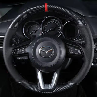 Custom Car Steering Wheel Cover Carbon Fiber Genuine Leather 100% Fit For Mazda 3 Axela 2017-2018 Mazda 6 Atenza CX-3 CX-5 CX-9