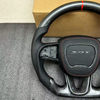 Bright Carbon Fiber Steering Wheel for Dodge Challenger with Leather Airbag Cover