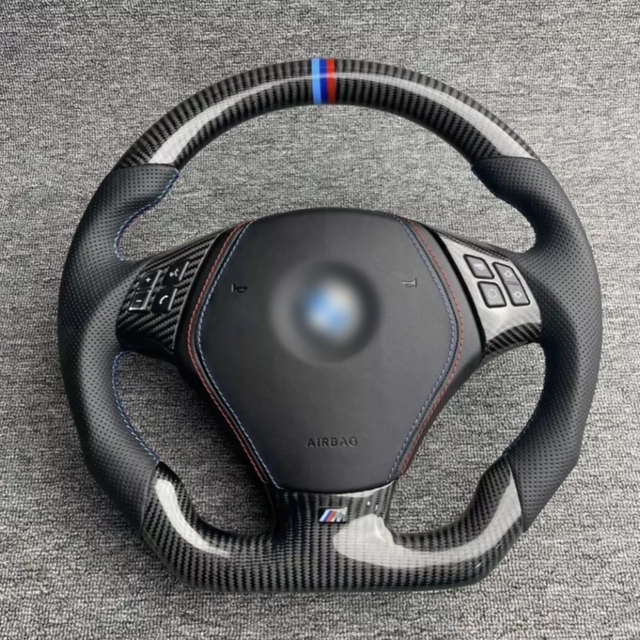 BMW Custom Real Carbon Fiber Steering Wheel For E90 E91 E92 Flat Bottom BMW Steering Wheel