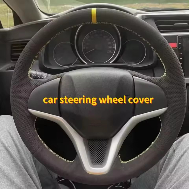 Custom Car Steering Wheel Cover Anti Slip And Soft 100% Fit For Honda Fit 2014 2015 Vezel 2014 XRV Car Products Steering Wrap