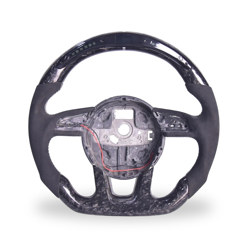 Carbon Fiber Leather Steering Wheel For Audi A4/a6/a3 With Perforated Design Custom Color & Led Top Marker