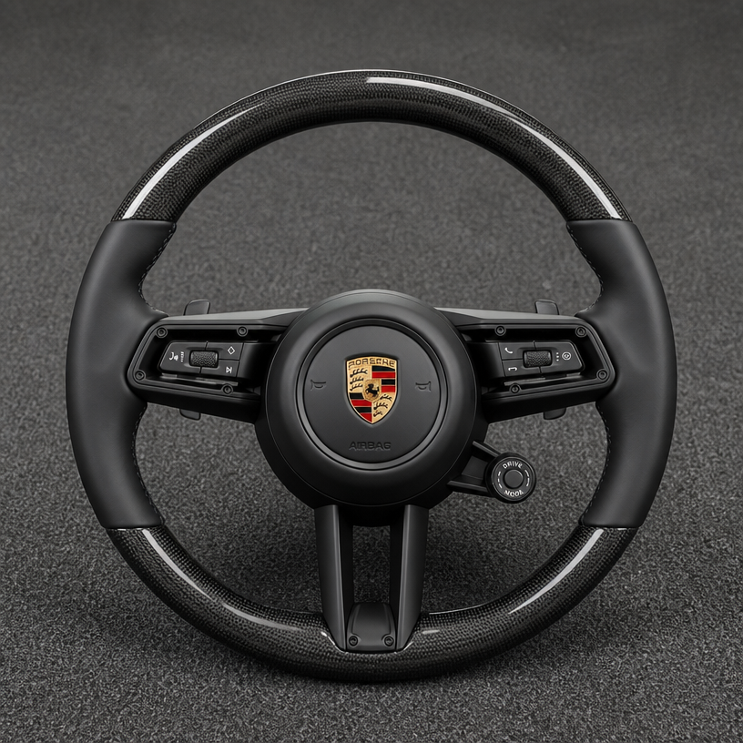 Custom Porsche 911 992 Series Real Carbon Fiber Steering Wheel 2004-2026 - YINGGEN