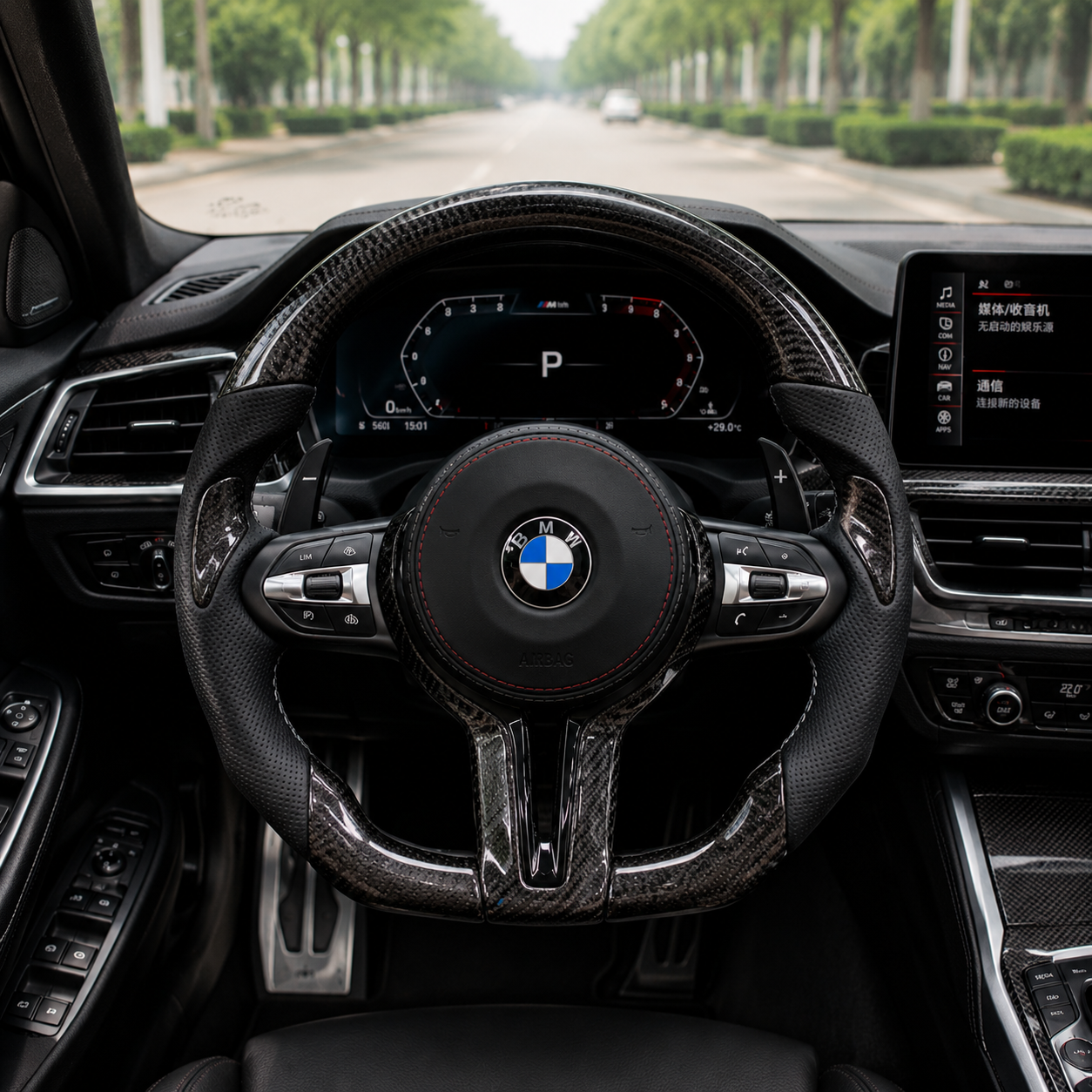 Wholesale Napa Leather Steering Wheel for BMW F10 F06 F07 F90 F92 F93 M3 M5 M6 F20 F30 E90 Carbon Fiber Paddles