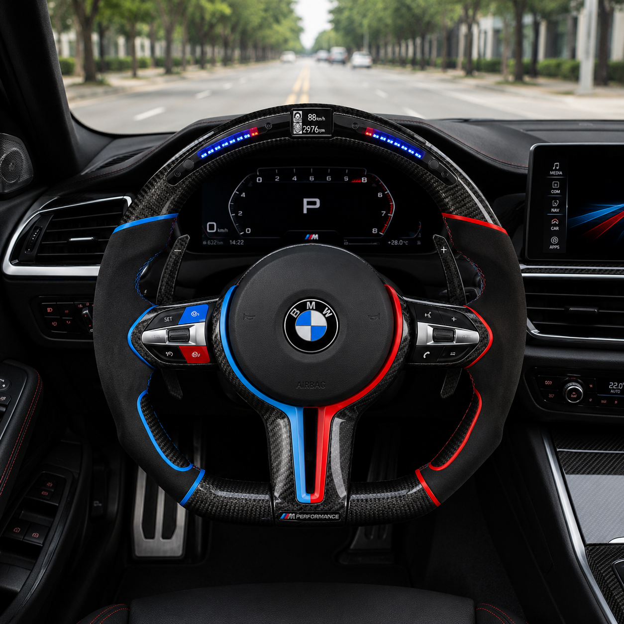 Real Carbon Fiber BMW F20 F30 F10 E90 M3 M2 M4 M5 M6 Alcantara Steering Wheel