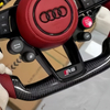 Interior display of installed steering wheel