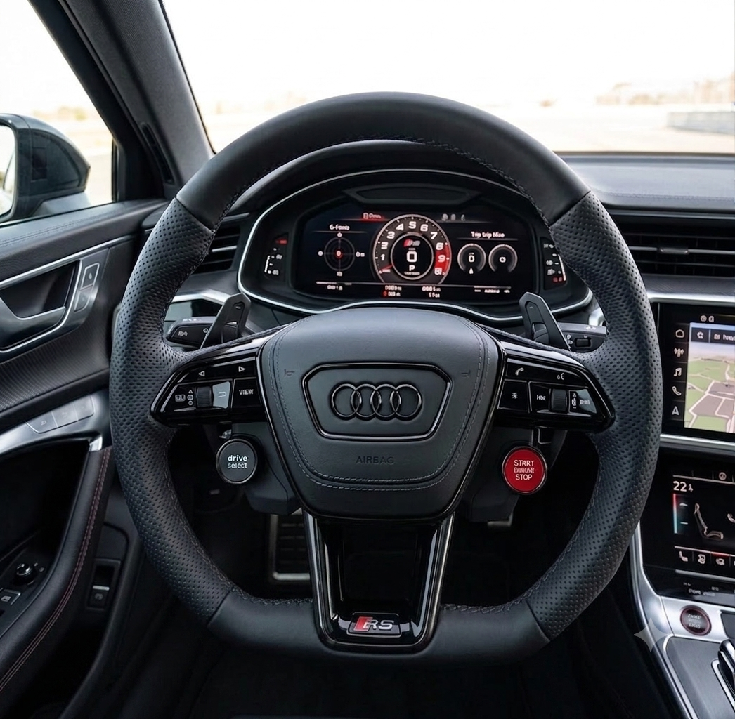 Contrast Stitching Genuine Leather Audi S4 S6 Steering Wheel Audi A5 RS3 RS5 RS7 S3 S5 S7 Steering Wheel