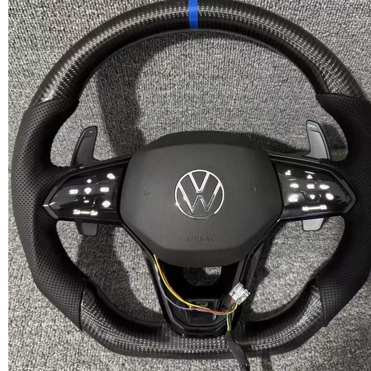 Gloss Carbon Volkswagen VW Jetta Racing Steering Wheel Perforated Nappa Leather Polo Model Steering Wheel