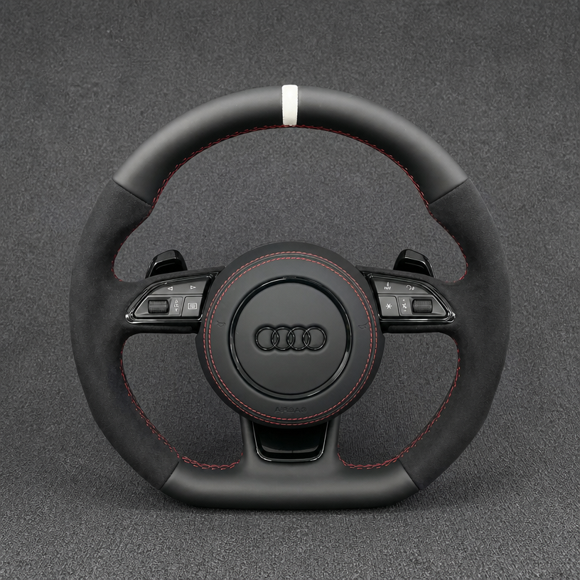 Custom Genuine Carbon Fiber & Napa leather Steering Wheel for Audi Q7 SQ7 4L 4M 2005‑2026 - YINGGENE