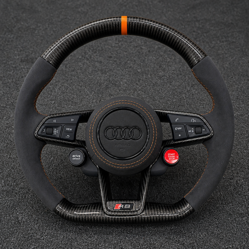 Custom Genuine Carbon Fiber & Napa leather Steering Wheel for Audi Q7 SQ7 4L 4M 2005‑2026 - YINGGENE
