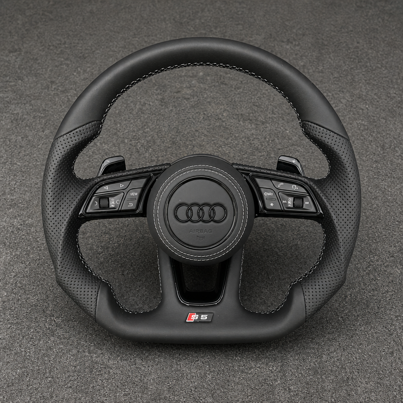 Audi A4 S4 RS4 A5 Coupe Sportback S5 RS5 B5 B6 B7 B8 B9 8T 8F F 1996-2026 Custom Nappa Genuine Leather Steering Wheel - YINGGENE