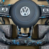 Installed sport steering wheel compatible with VW models, vehicle interior upgrade accessory