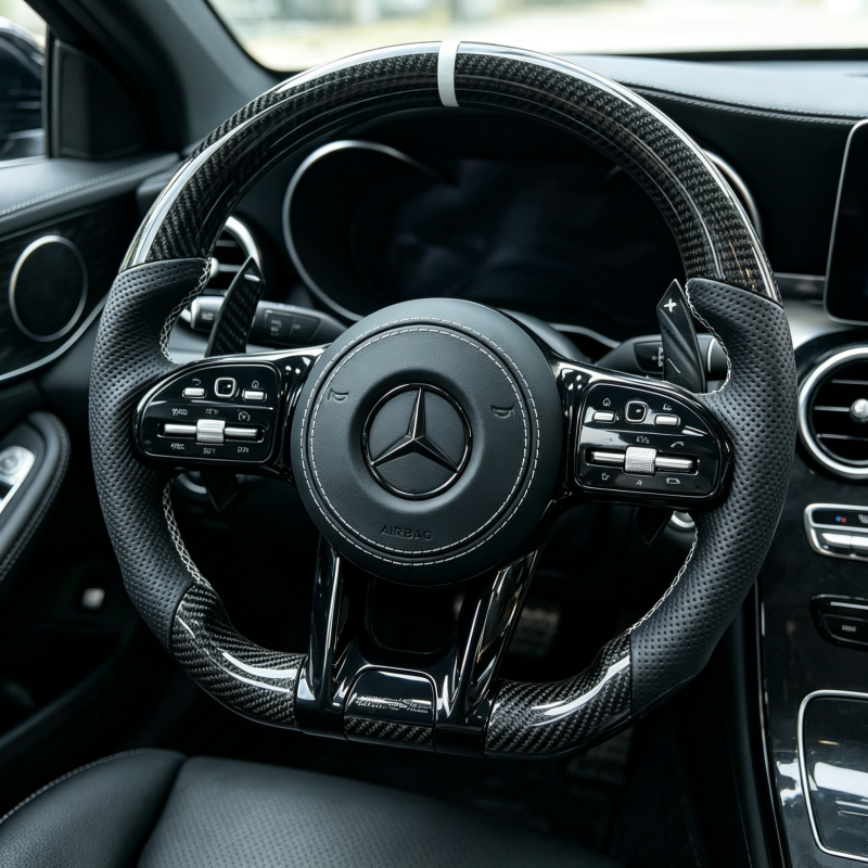 Custom sport steering wheel compatible with Mercedes, durable car steering modification accessory