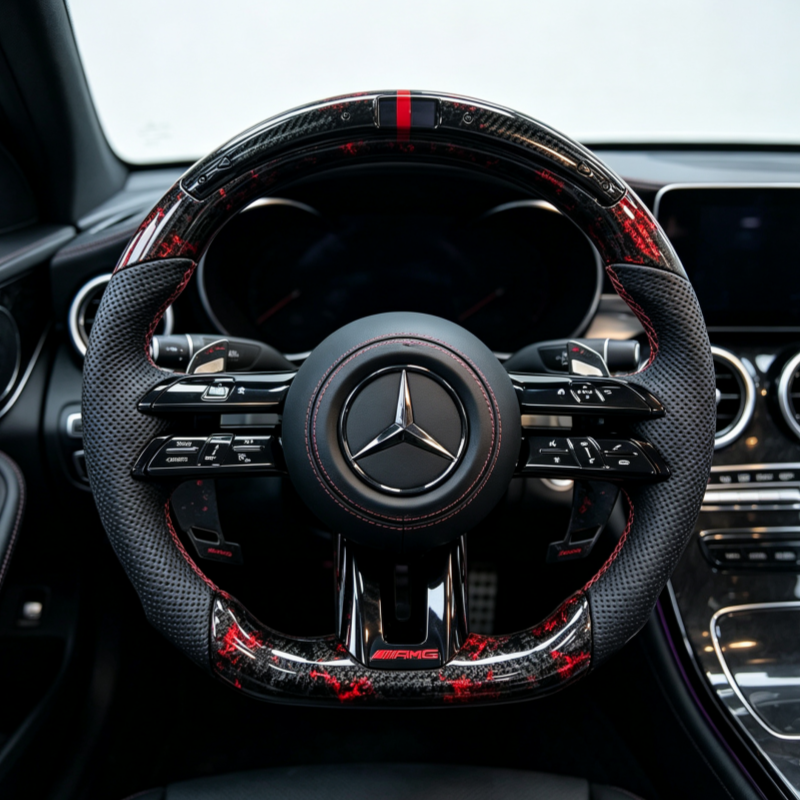 Custom sport steering wheel compatible with Mercedes, durable car steering modification accessory