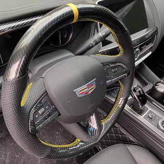 Custom Car Steering Wheel Cover Carbon Fiber Genuine Leather 100% Fit For Cadillac CT5 XT5 XT4 ATSL CT6 XT6 CT4 Car Accessories