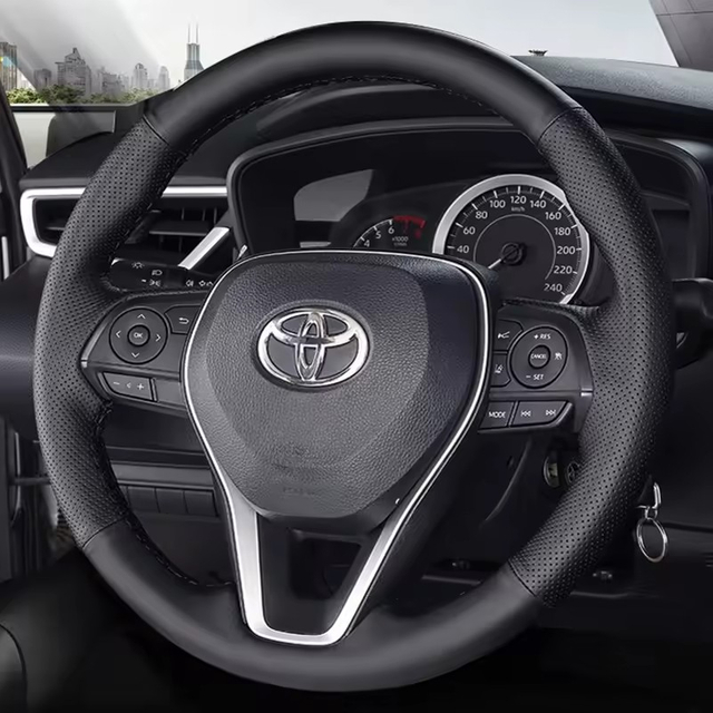 Custom Car Steering Wheel Braid Cover Genuine Leather 100% Fit For Toyota Camry 2018-2019 Avalon 2019 Corolla 2019-2020 RAV4