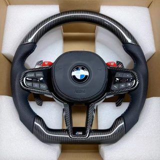 Red M1 M2 Genuine Carbon Fiber Steering Wheel for BMW G42 M3 G87 M4 G82 M5 F90 G11