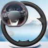 For Hyundai Santa Fe 2019 Customize Black Wear Resistant Breathable Leather Steering Wheel Cover DIY Car Interior Accessories