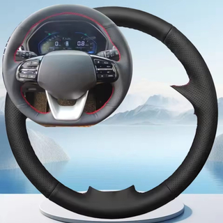 For Hyundai Santa Fe 2019 Customize Black Wear Resistant Breathable Leather Steering Wheel Cover DIY Car Interior Accessories